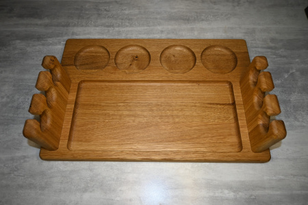 Поднос для шашлыка из дуба с 4 отделениями для соусов от мастерской DIVIRO
